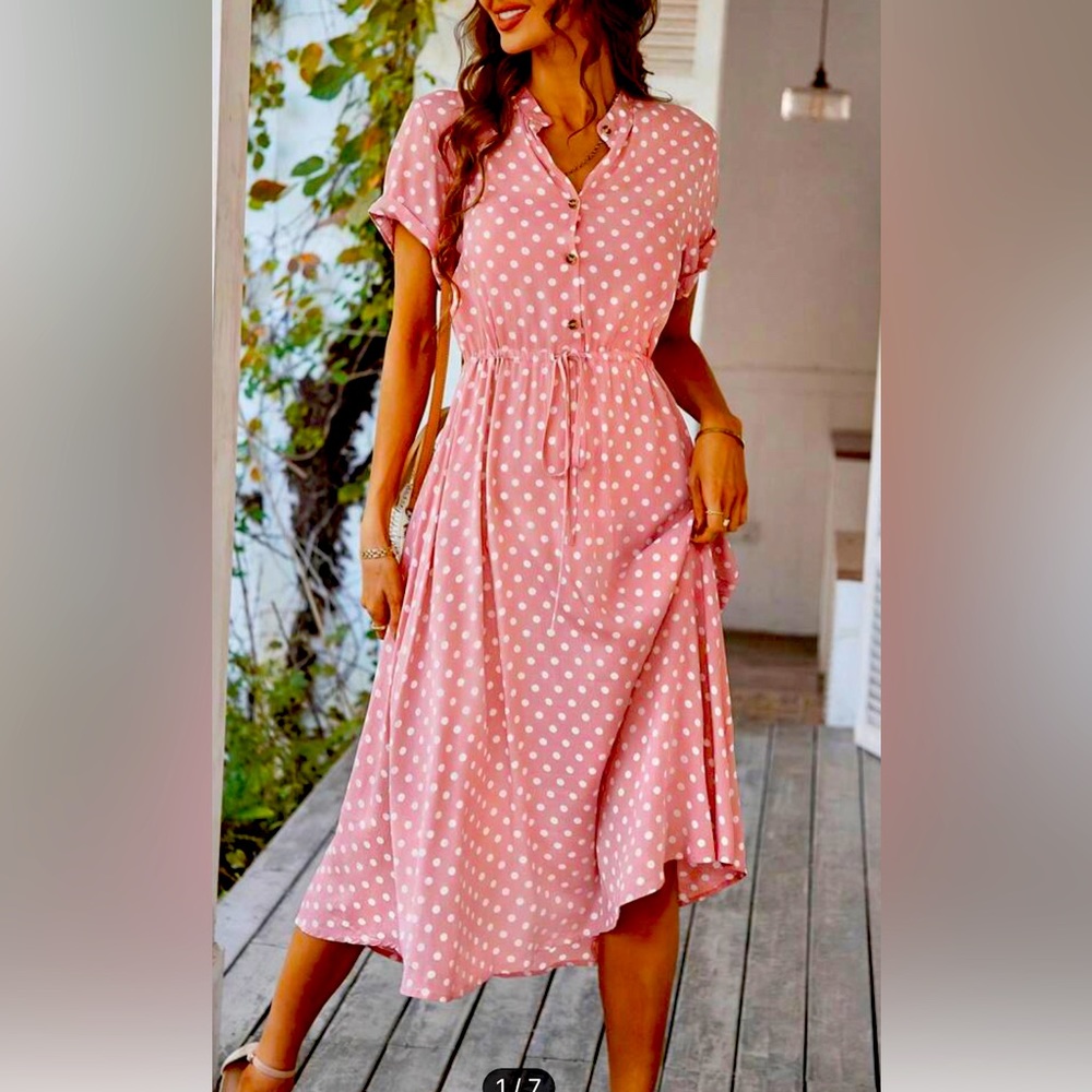 Beautiful polka dot summer fall dress